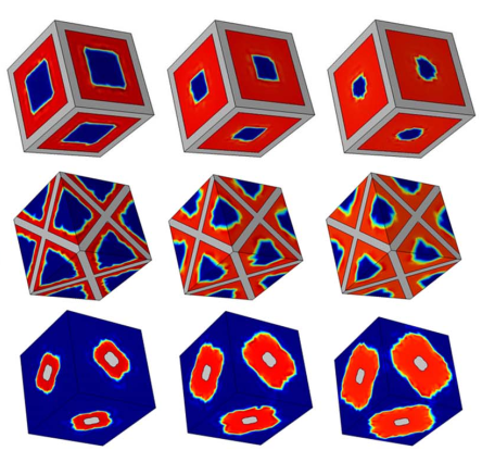 Simulated crystal growth in several three-dimensional lattice architectures
